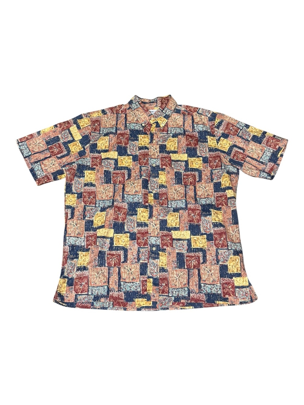 Reyn Spooner Hawaiian Geometric Floral Multicolor Shirt Men’s Sz L